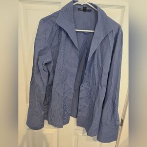 Lafayette 148 New York Blue Striped Women's Shirt Size 14